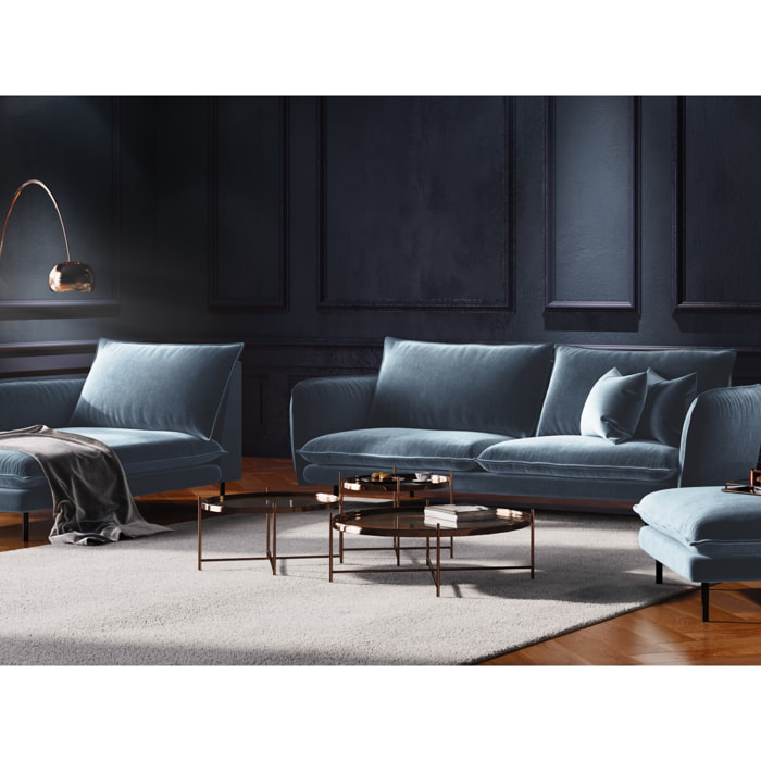 Méridienne gauche "Vienna" en velours bleu