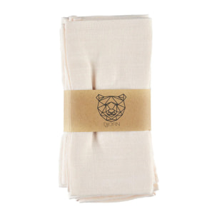 Serviette de table - 6 pièces - Lin et coton blanc crème