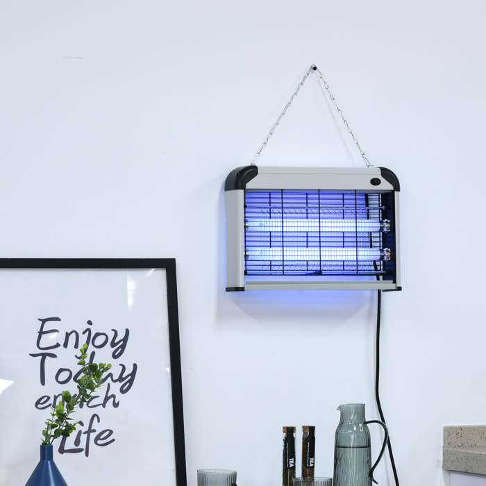 Outsunny Lampe UV anti-insectes anti moustique tue mouche électrique destructeur d'insectes 20 W noir gris
