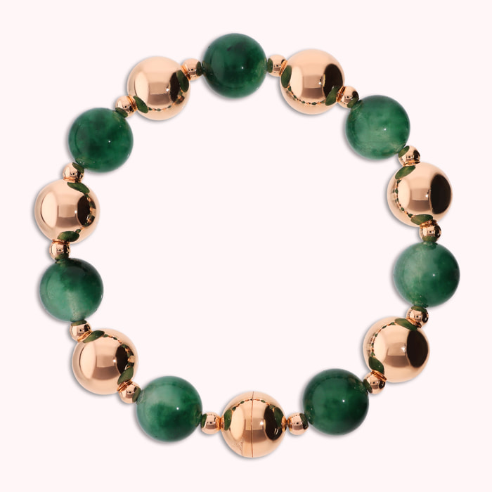 Bracciale con Bead Lucide e Pietre Naturali di Giada Verdi