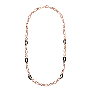 Collana Lunga Catena Figaro con Maglie Ovali in Agata Bianca