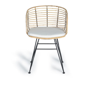 Silla de Rattan Natural 52 Cm Estilo Mediterráneo
