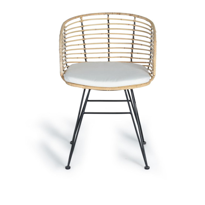 Silla de Rattan Natural 52 Cm Estilo Mediterráneo