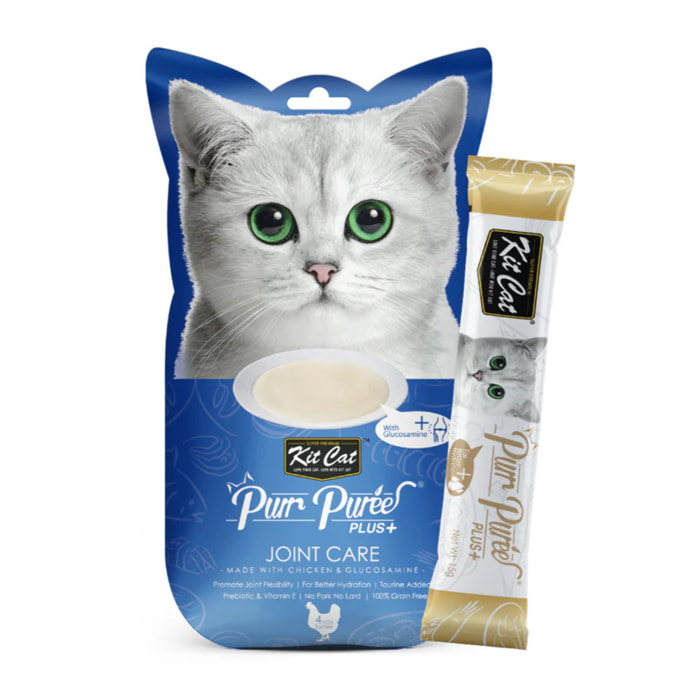 Kit Cat PurrPuree Plus - Pollo Joint Care 4x15 g Snack cremoso para gatos
