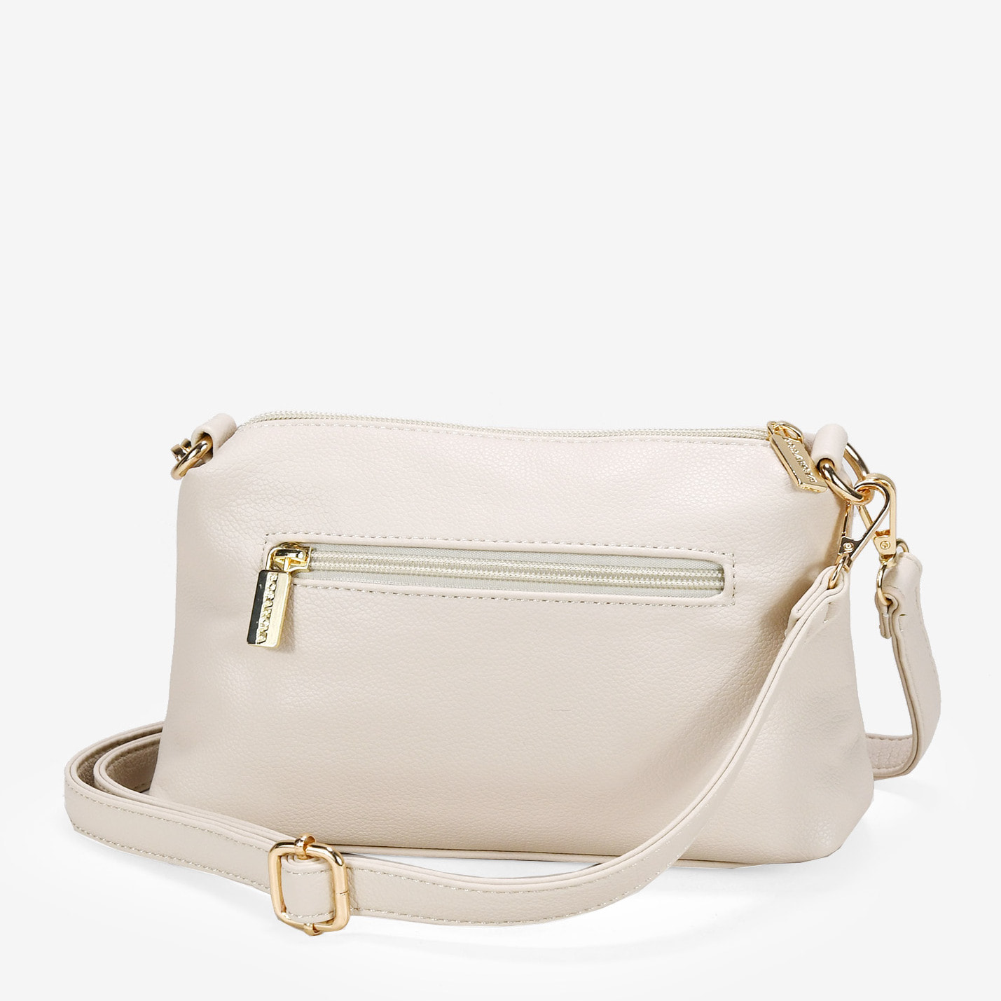 Bolso de hombro beige con cremallera