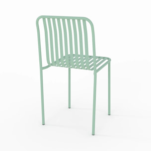 Lot de 2 chaises de jardin en métal vert clair - Yumi