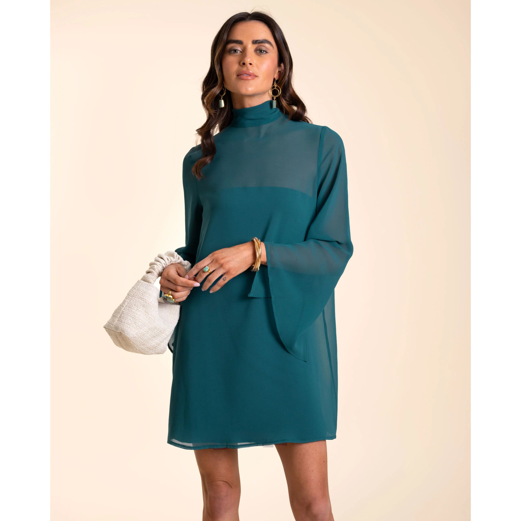 Vestido corto halter transparente