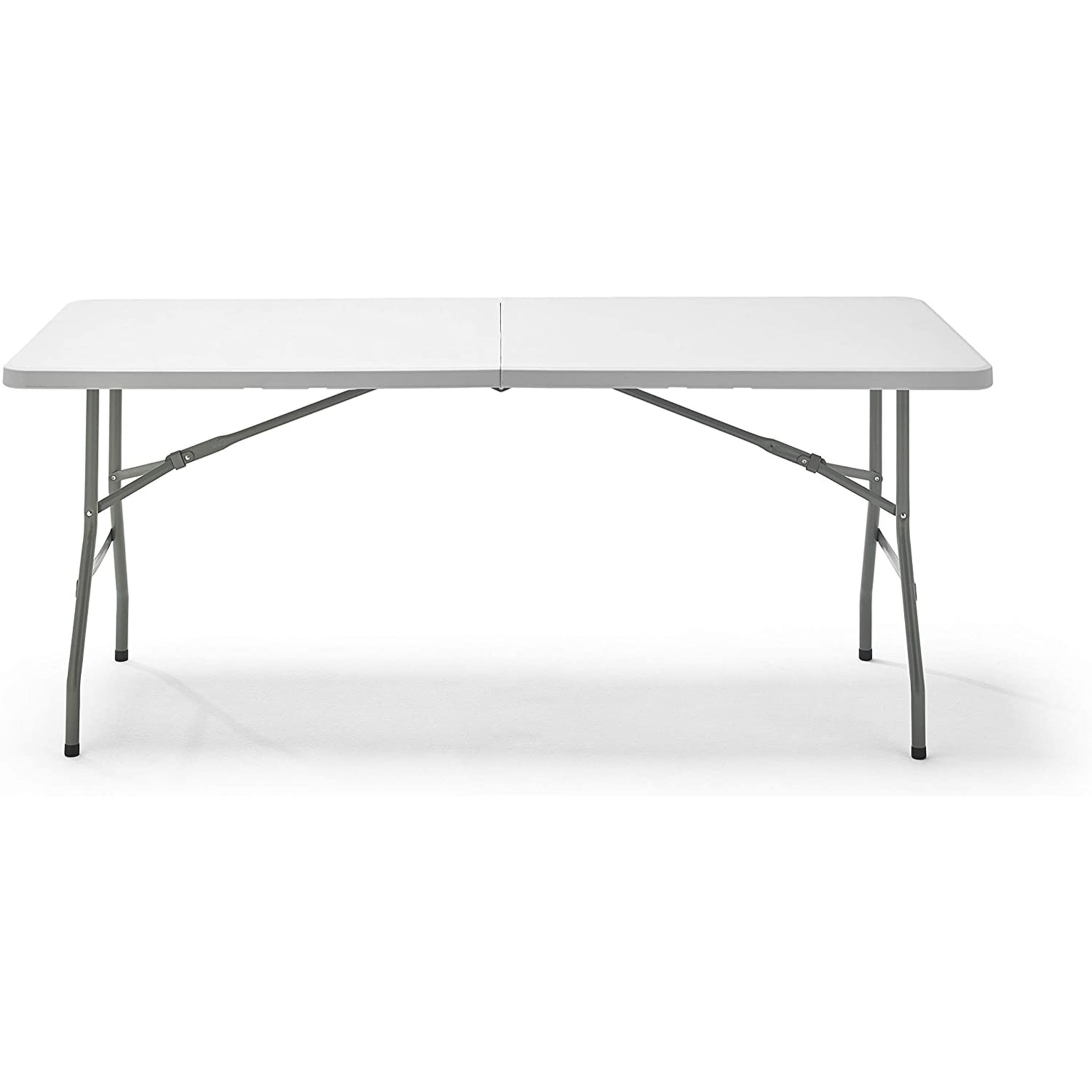 Mesa rectangular plegable multifuncional 183 x 76 x 74 cm, sistema compacto de plegado de patas y asa para su desplazamiento