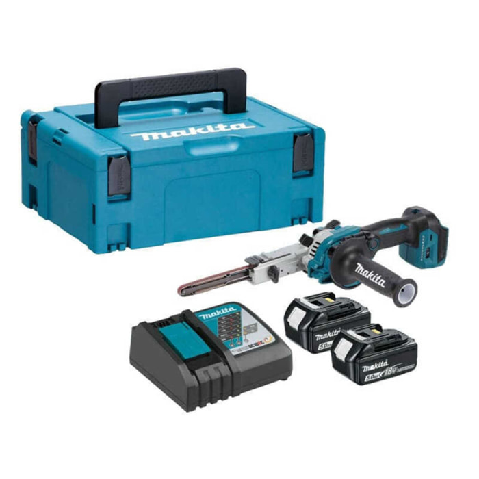 Ponceuse à bande 18V LXT 9 x 533 mm - MAKITA - avec 2 batteries 18V 5.0Ah - chargeur - MakPac - DBS180RTJ