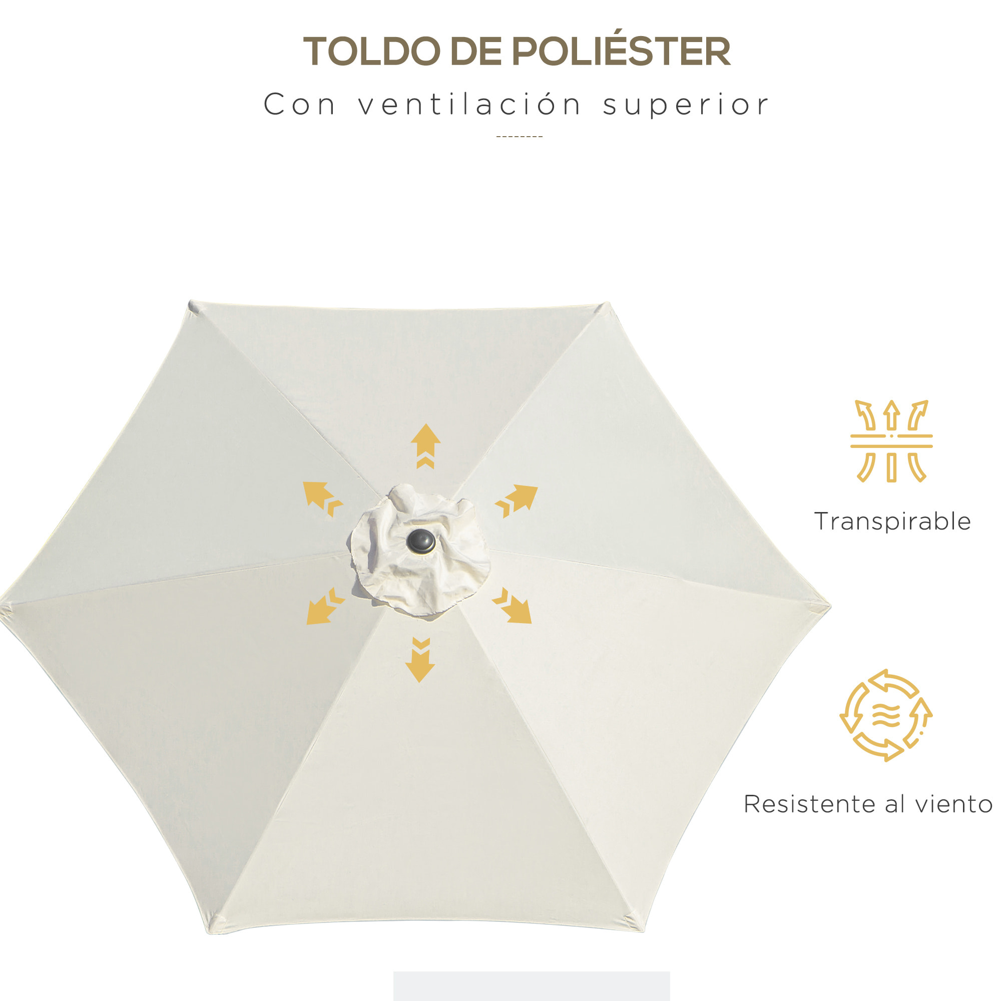 Sombrilla Reclinable de Aluminio Poliéster ÃƒÅ½Â¦2,7x2,35m Crema