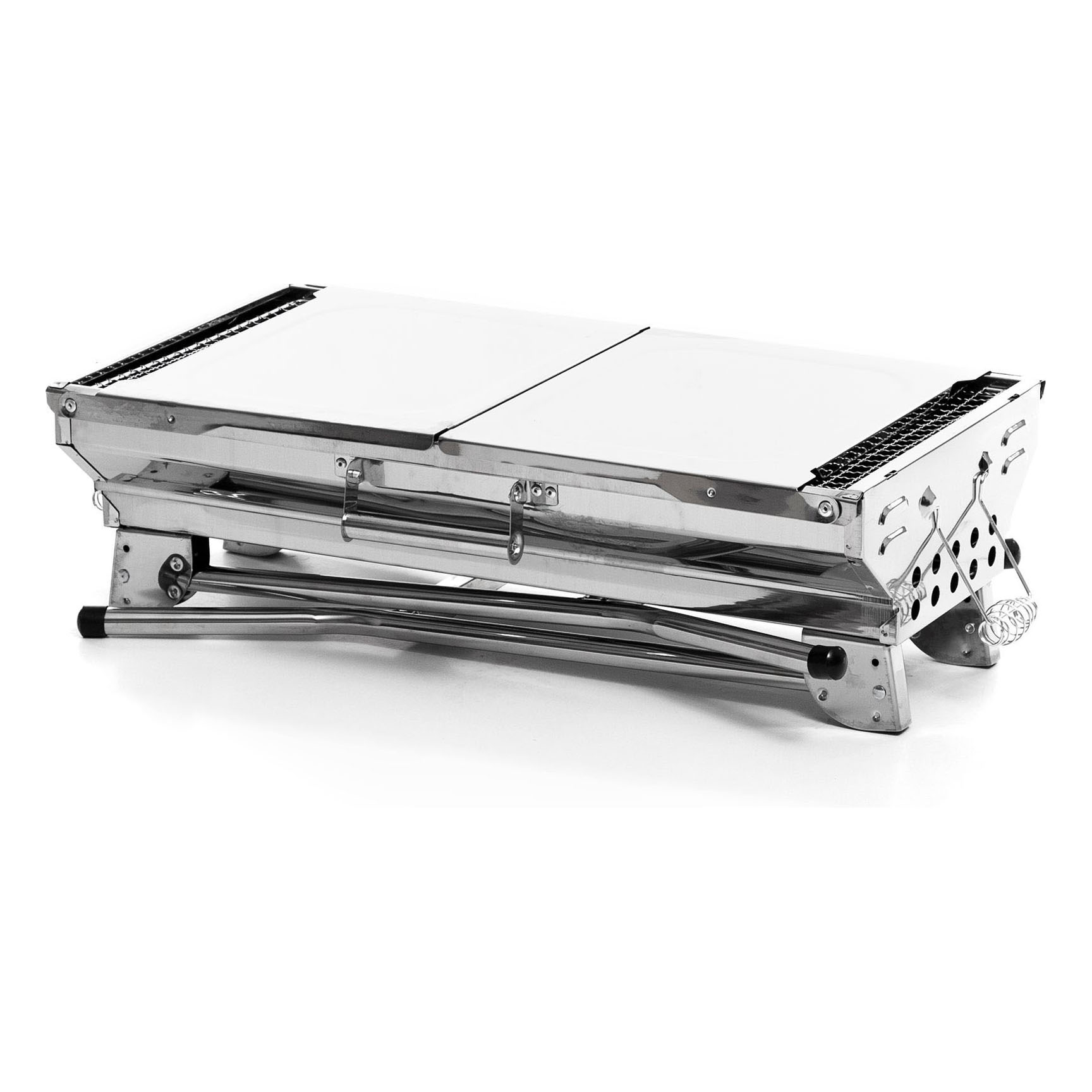 Barbecue a carbone pieghevole - acciaio inox - grigio - 61x73x33 cm