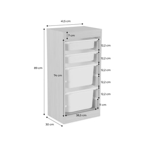 Meuble de rangement enfant 4 bacs de rangement SORA