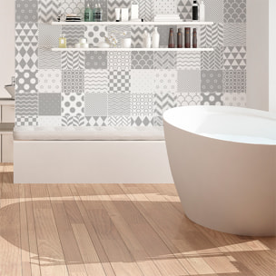 Stickers muraux - Sticker Mural Carrelage adhésif Cuisine Salle de Bain - 60 STICKERS CARREAUX DE CIMENT SCANDINAVE CARDIFF