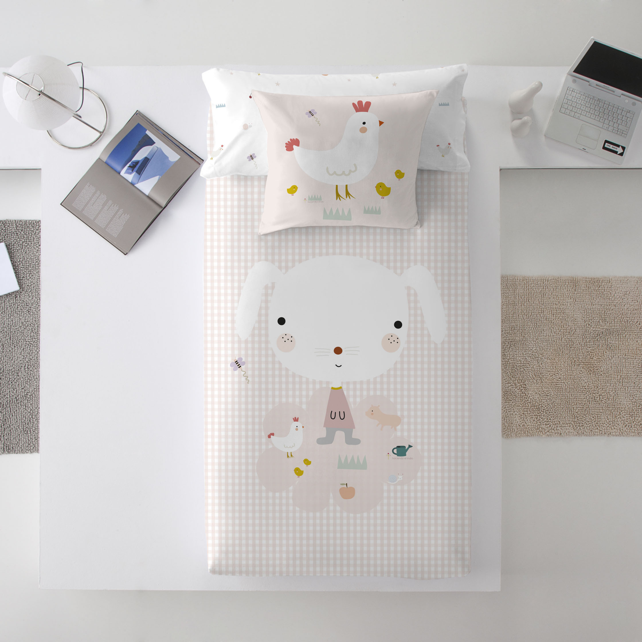 Haciendo el Indio - Funda Nórdica Estampada - Reversible - Infantil - Cierre Solapa - 100% Algodón - Incluye 1 Funda de Almohada - Granja