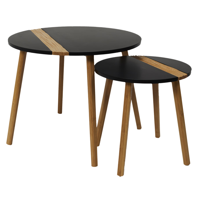 Table Gigogne Bicolore Relief Noir X2