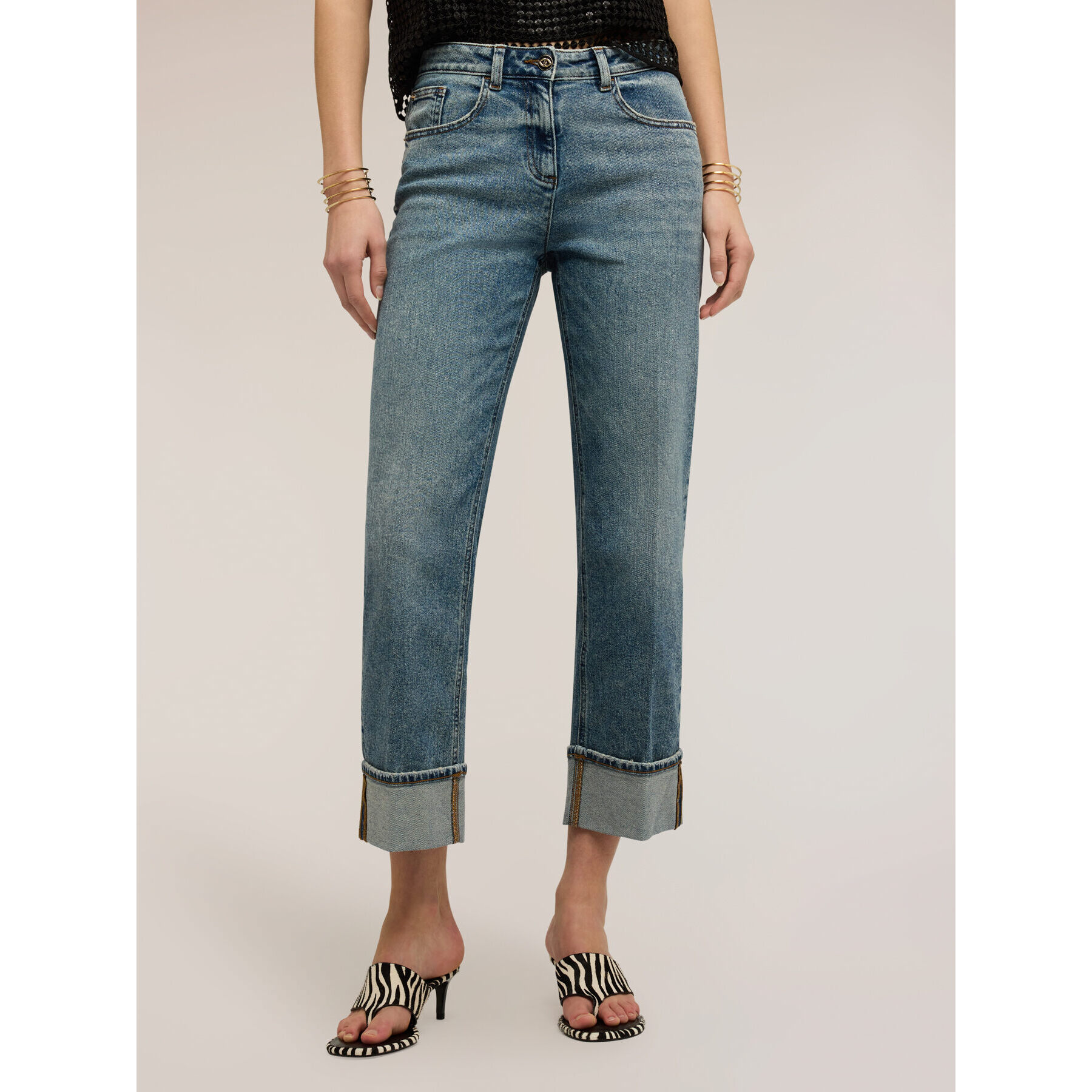 Motivi - Jeans regular con orlo ripiegato - Blu
