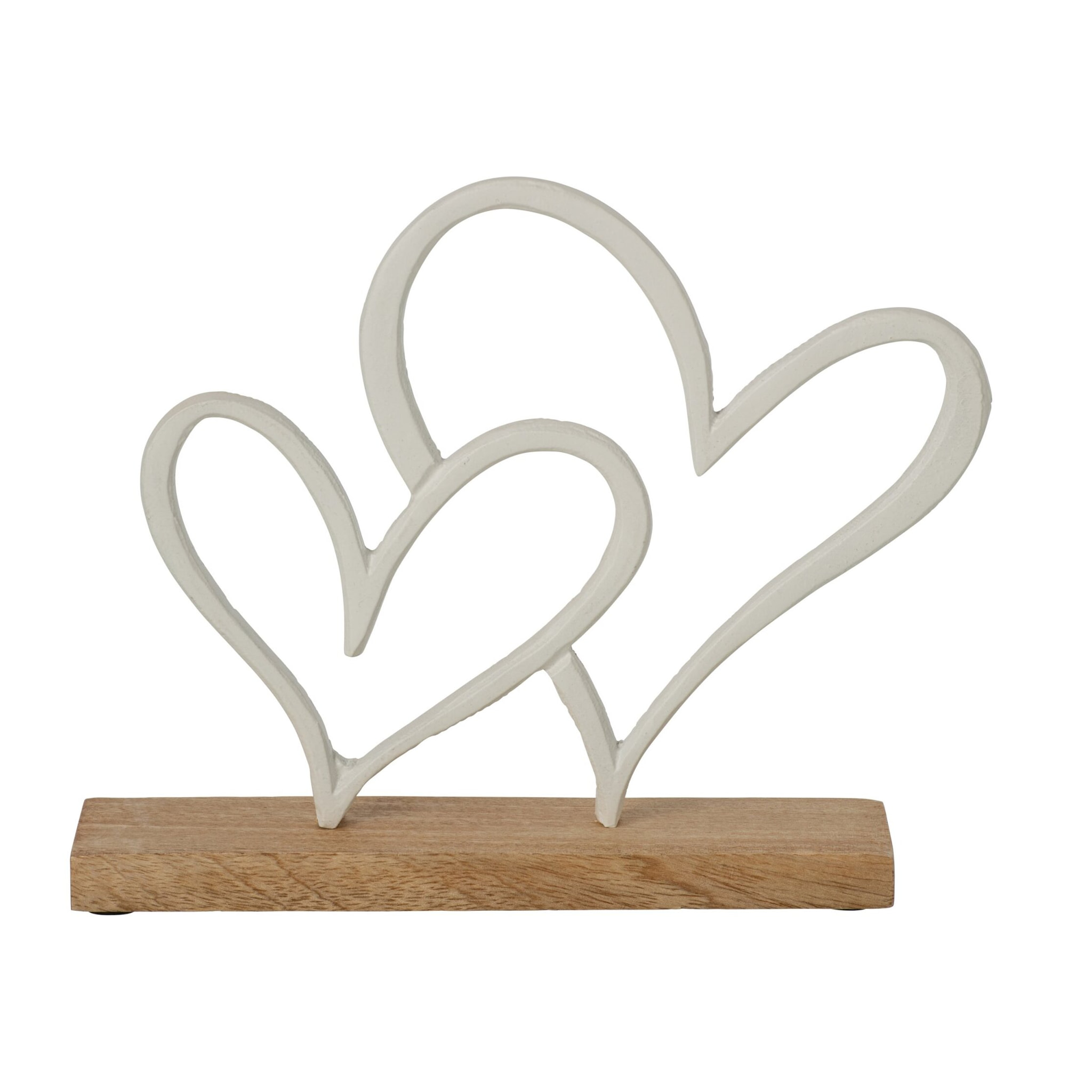 J-Line Cœur sur base double - aluminium - blanc/naturel