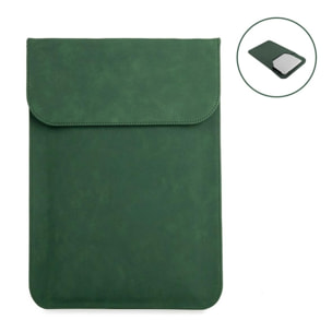 Housse de protection aspect cuir pour tablette, ordinateur compatible de 13,3 à 15,4 pouces Kaki