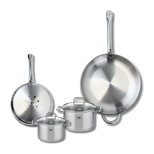 Ensemble de 2 Poêles de cuisson 24 et 32 cm et 2 faitouts 14 et 16 cm Elo Profi Citrin