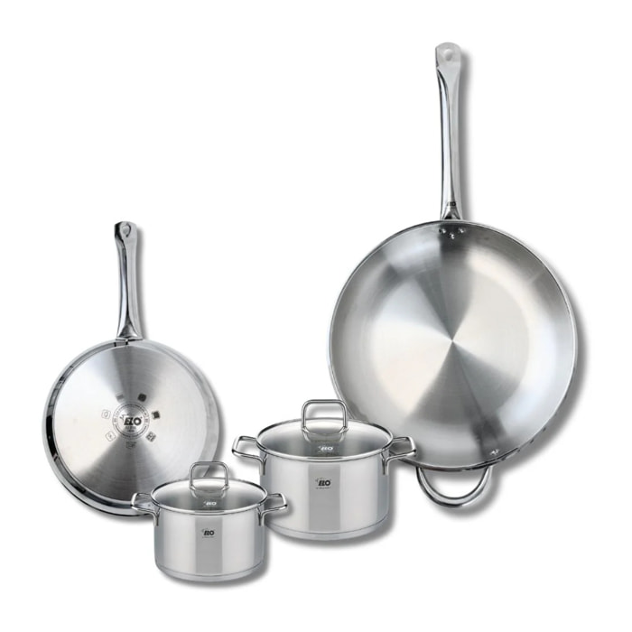 Ensemble de 2 Poêles de cuisson 24 et 32 cm et 2 faitouts 14 et 16 cm Elo Profi Citrin