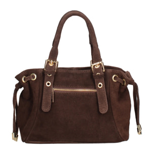 Borsa a mano da donna Made in Italy - Modello Elara Nova - Pelle scamosciata - 14.0 x 8.0 x 25.0 cm