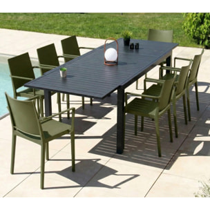 Ensemble table et chaises de jardin  - vert olive - GUETHAROS