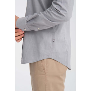 camicia uomo 1 bottone button down slim Jacquard Fantasia Grigio/Bianco