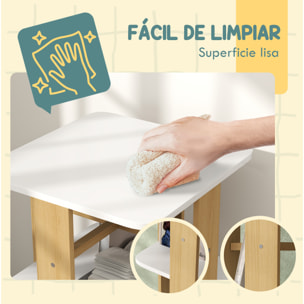 Librería Infantil Estantería para Libros Infantil con Ruedas Estantería Infantil con 3 Estantes para Guarderías Habitación Infantil Blanco y Natural