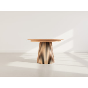 Freya - table à manger ronde extensible - effet bois - 4 à 8 personnes - Bois