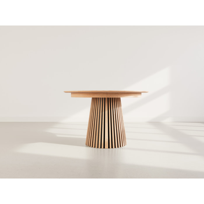 Freya - table à manger ronde extensible - effet bois - 4 à 8 personnes - Bois
