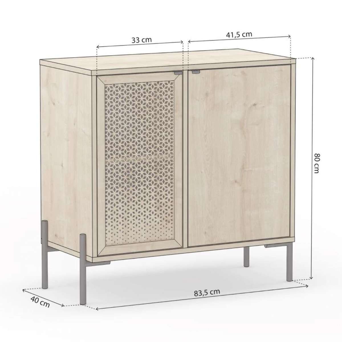 Cómoda Koivu 2 puertas Roble Negro