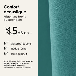 Rideau 100% occultant thermique phonique chiné - Turquoise