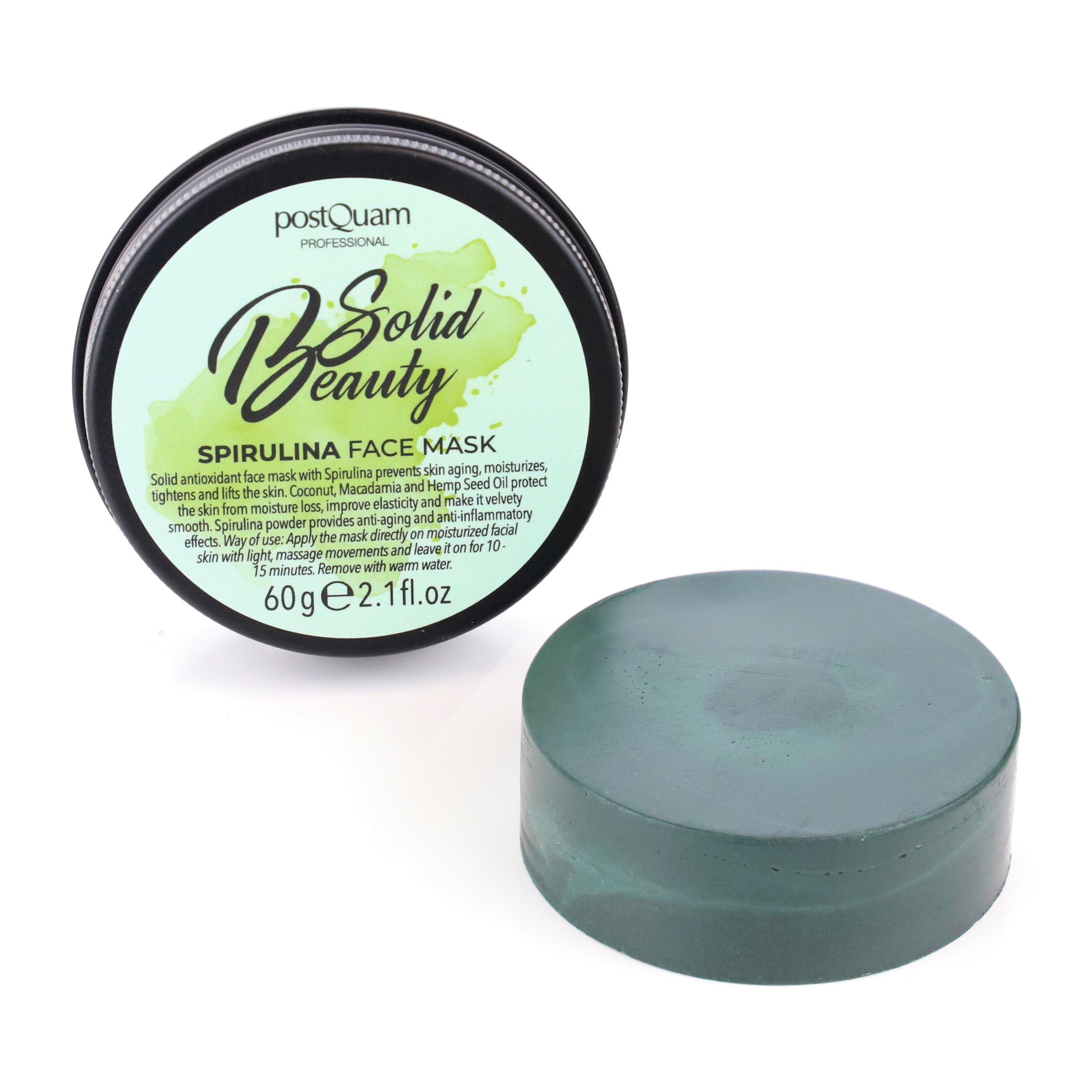 Mascarilla facial sólida de espirulina - 60 g