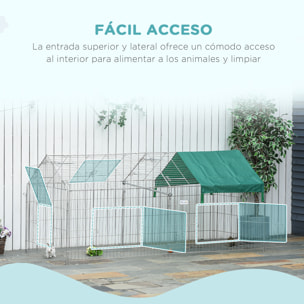 Jaula Recinto para Animales Pequeños 220x103x103 cm con 2 Puertas y Protección