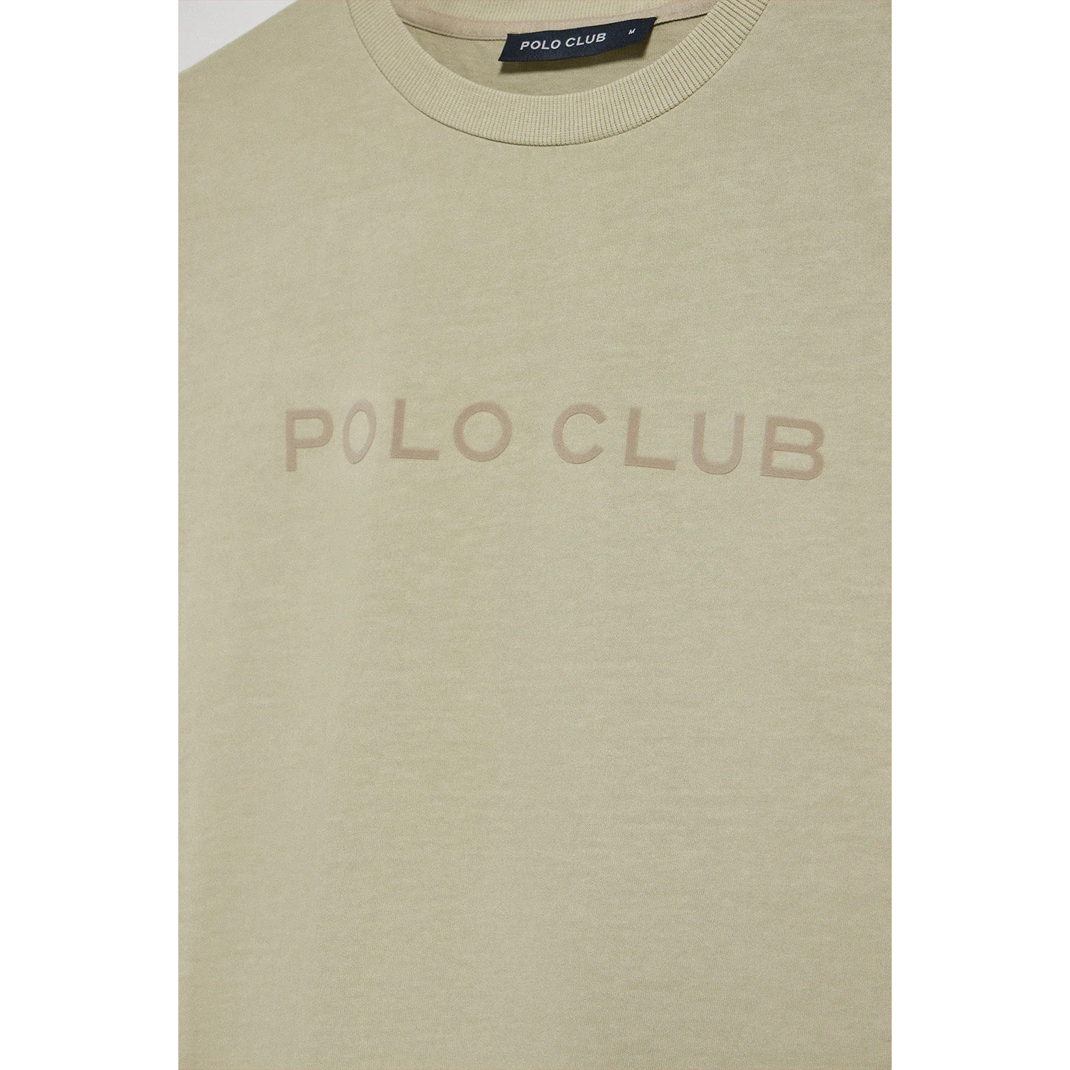 Camiseta Apolo garment dyed color piedra con logo Polo Club aterciopelado