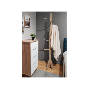 Porte manteau sur pied en bois de teck brut blanchi H.200cm - MISIO