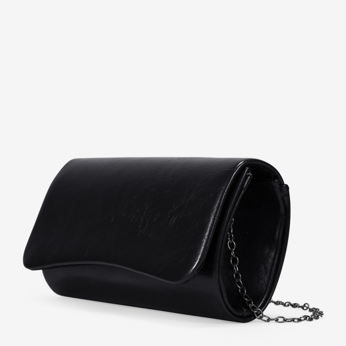 Bolso de fiesta negro brillante con solapa