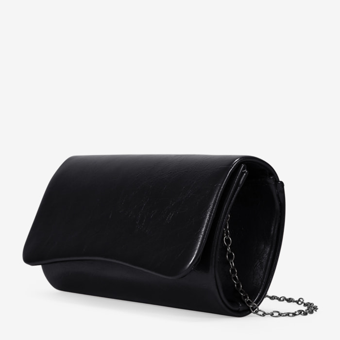 Bolso de fiesta negro brillante con solapa