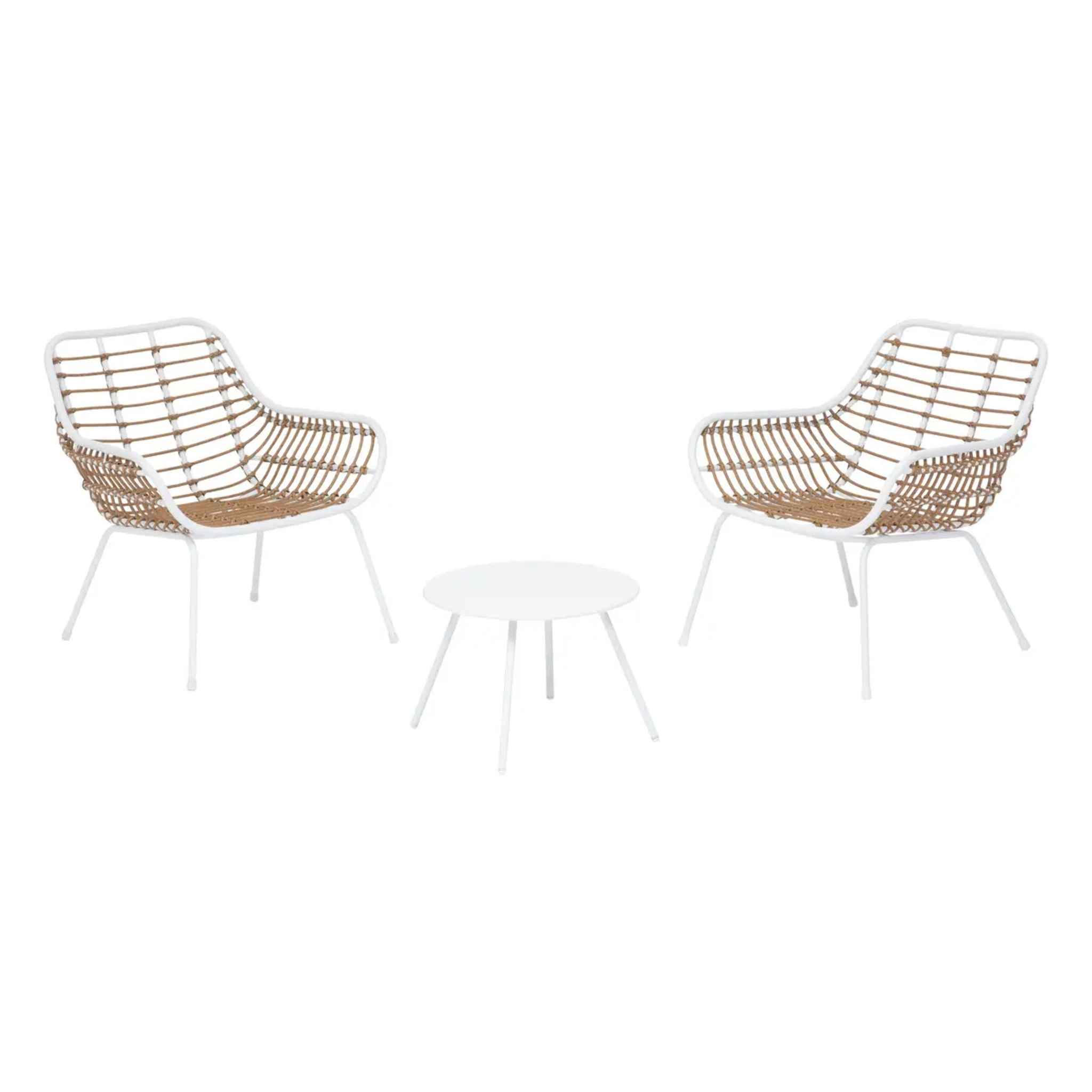 Salon de jardin duo "Paopao" blanc en acier traité en epoxy 2 places