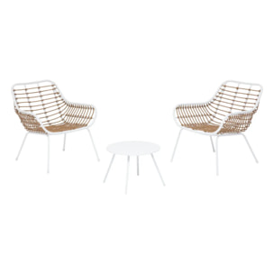 Salon de jardin duo "Paopao" blanc en acier traité en epoxy 2 places