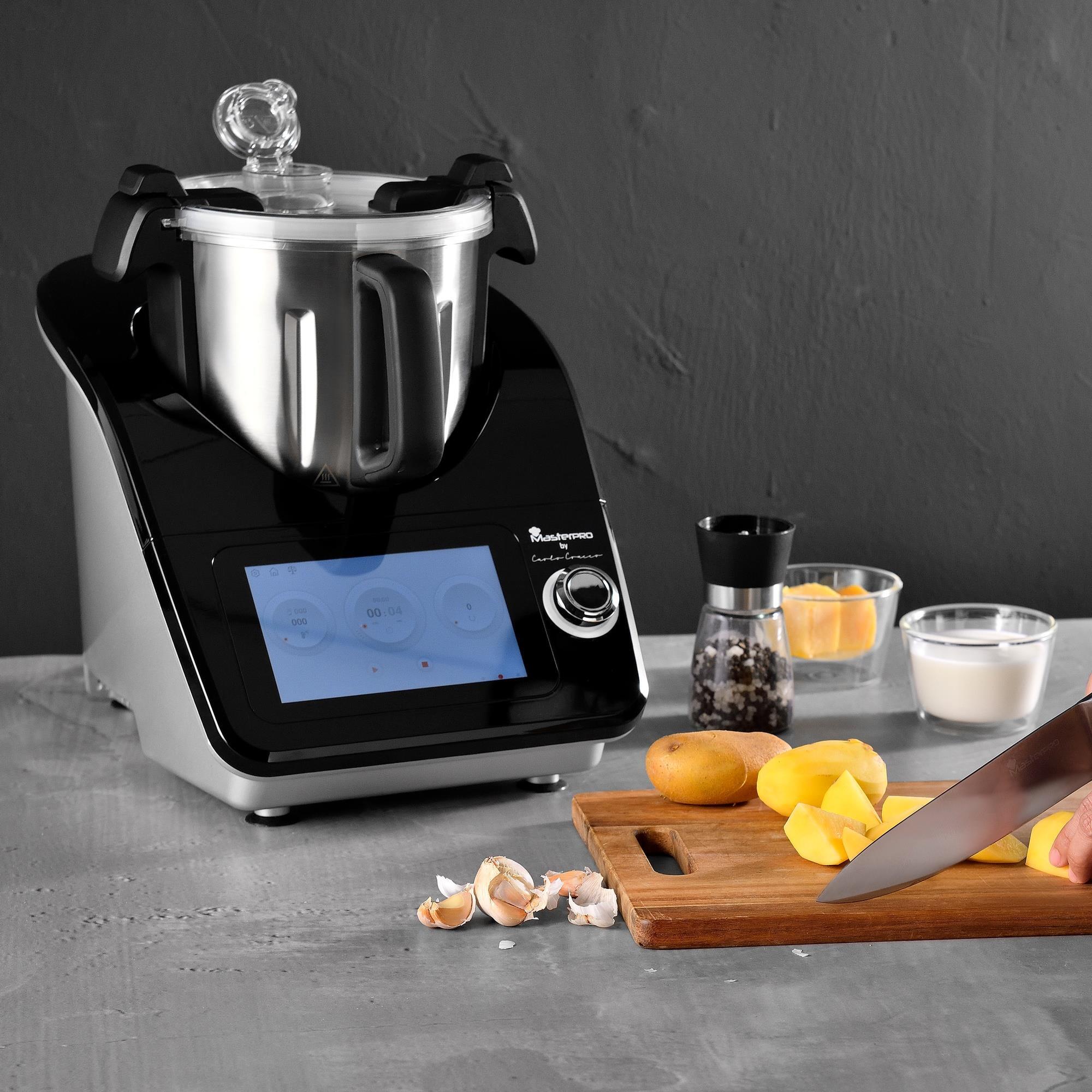 Robot de cocina 1000w de 4,5l de 12 programas con control de temperatura y temporizador masterpro by carlo cracco