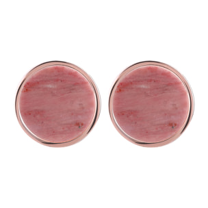 Orecchini a Bottone con Disco Piccolo in Pietra Naturale di Quarzite Rossa