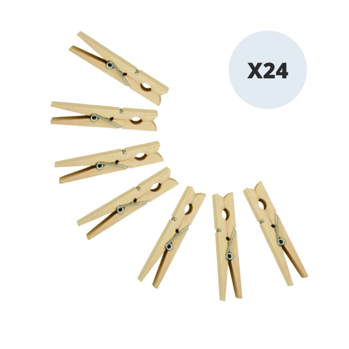 Lot de 24 Pinces à  linge Bois Geantes MSV