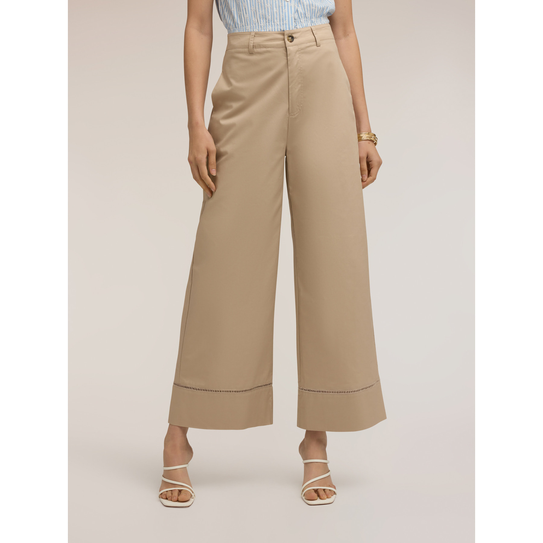 Motivi - Pantaloni wide con dettaglio ajouré - Beige