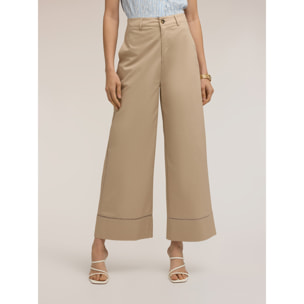 Motivi - Pantaloni wide con dettaglio ajouré - Beige