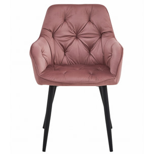 Sedia Jork in velluto rosa antico con gambe nere