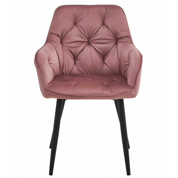 Sedia Jork in velluto rosa antico con gambe nere