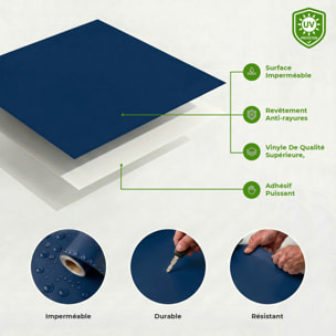 Rouleau adhésif décoratif Vinyle au Mètre - Bleu fonce - Sticker Lavable Imperméable Mur Cuisine Meubles