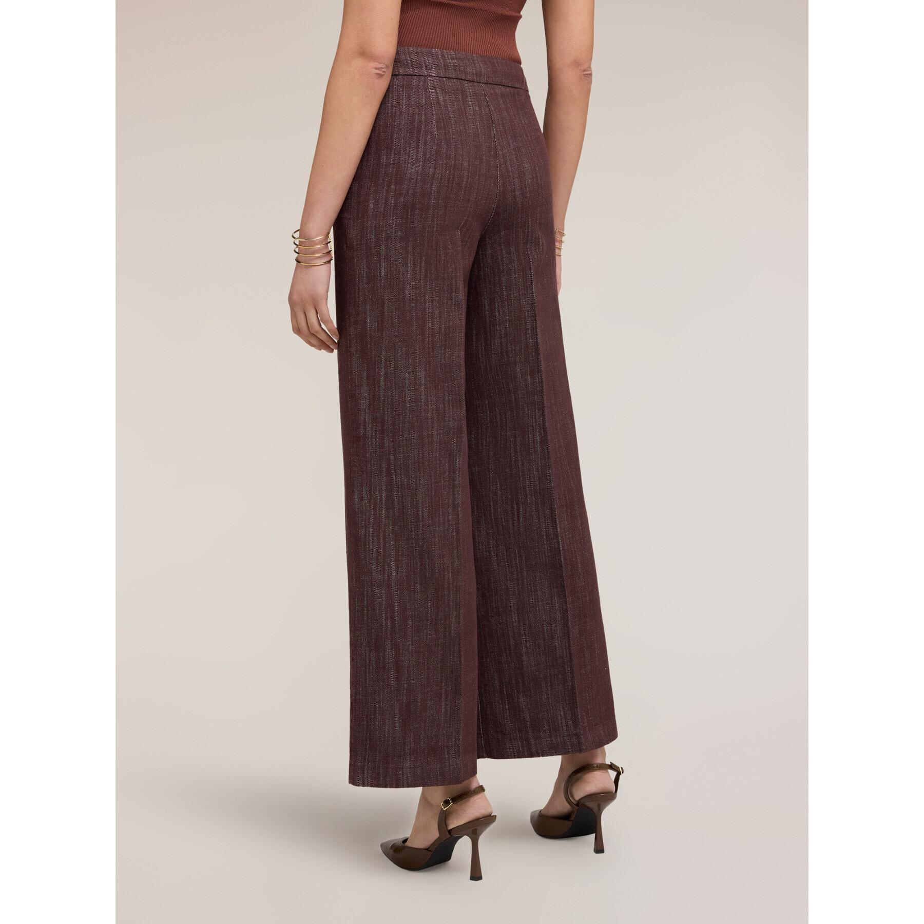 Motivi - Pantaloni palazzo in cotone - Marrone