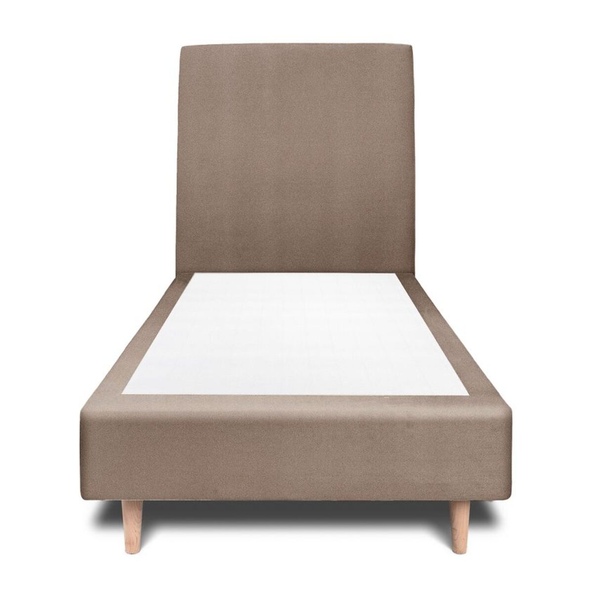 Lit avec tête de lit tapissée velours et sommier tapissier Ep20